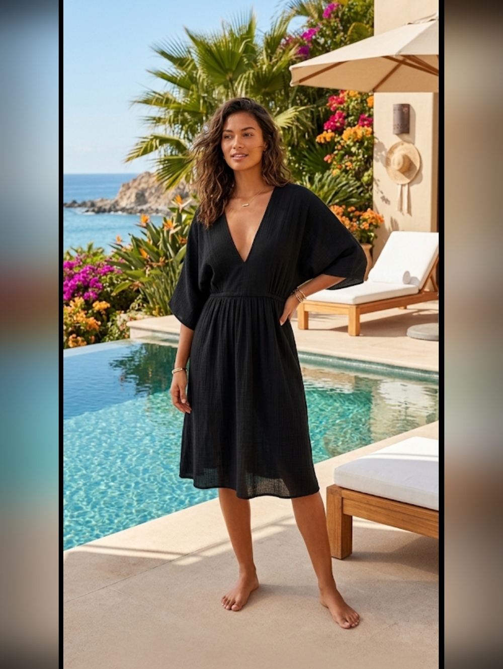 Ralph Lauren Black  Swimware  Dress. Adjustables Side Cords, Size L.
